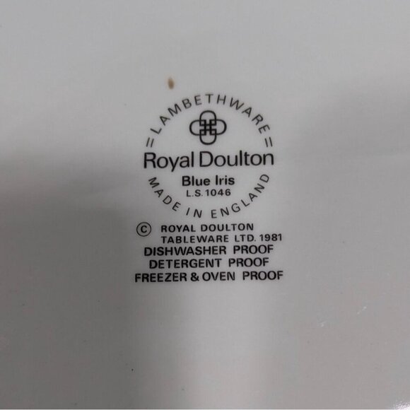 Royal Doulton Blue Iris Oval Serving Platter 13.25" Lambethware England - Picture 9 of 9